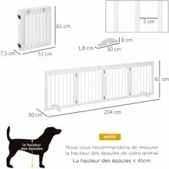 PawHut Barrière De Sécurité Pour Animaux - Barrière Modulable Pliable 4 Panneaux - Motif Patte - 2 Pieds Support - Bois De Pin Blanc 4 PawHut Barrière De Sécurité Pour Animaux - Barrière Modulable Pliable 4 Panneaux - Motif Patte - 2 Pieds Support - Bois De Pin Blanc -PawHut Soldes Boutique 42169160 3