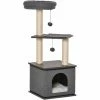 PawHut Arbre à Chat Centre D'activité Griffoirs Grattoirs H104 Cm Gris - Gris