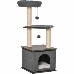 PawHut Arbre à Chat Centre D'activité Griffoirs Grattoirs H104 Cm Gris - Gris