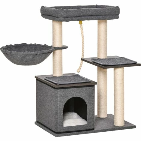 PawHut Arbre à chat avec griffoir en sisal niche lit pour chat hamac corde d'escalade plateformes panneaux particules coussins gris - Gris PawHut Arbre à Chat Avec Griffoir En Sisal Niche Lit Pour Chat Hamac Corde D'escalade Plateformes Panneaux Particules Coussins Gris - Gris -PawHut Soldes Boutique 42169163 1