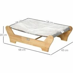 PawHut Lit Pour Chien Chat Hamac Chien Chat Avec Coussin Peluche Douce Châssis Bois De Pin -PawHut Soldes Boutique 42169166 3