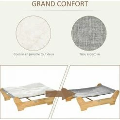 PawHut Lit Pour Chien Chat Hamac Chien Chat Avec Coussin Peluche Douce Châssis Bois De Pin -PawHut Soldes Boutique 42169166 5