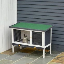 PawHut Clapier Sur Pied Cage à Lapin Avec Niche Intérieure Toit Ouvrant Porte Verrouillable Dim. 90L X 45l X 65H Cm Noir Blanc Vert 3 PawHut Clapier Sur Pied Cage à Lapin Avec Niche Intérieure Toit Ouvrant Porte Verrouillable Dim. 90L X 45l X 65H Cm Noir Blanc Vert -PawHut Soldes Boutique 42224793 2