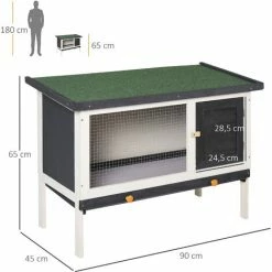 PawHut Clapier Sur Pied Cage à Lapin Avec Niche Intérieure Toit Ouvrant Porte Verrouillable Dim. 90L X 45l X 65H Cm Noir Blanc Vert 4 PawHut Clapier Sur Pied Cage à Lapin Avec Niche Intérieure Toit Ouvrant Porte Verrouillable Dim. 90L X 45l X 65H Cm Noir Blanc Vert -PawHut Soldes Boutique 42224793 3