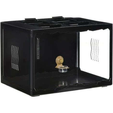 PawHut Terrarium en verre - vivarium reptiles & batraciens - habitat tortue - couvercle grillagé 2 parties amovibles - distributeur eau, thermomètre, 2 douilles inclus - ABS acrylique noir PawHut Terrarium En Verre - Vivarium Reptiles & Batraciens - Habitat Tortue - Couvercle Grillagé 2 Parties Amovibles - Distributeur Eau, Thermomètre, 2 Douilles Inclus - ABS Acrylique Noir -PawHut Soldes Boutique 43542921 1