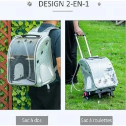 PawHut Sac à Dos Trolley Chariot Sur Roulettes 2 En 1 Pour Chien Chat Poignée Telescopique 6 Roues En étoile Coussin Et Attache Inclus Oxford Motif écailles Gris Brillant - Gris -PawHut Soldes Boutique 44066330 4