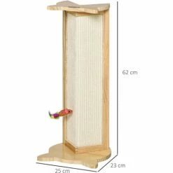 PawHut Griffoir Grattoir Design Tête De Chat - Jouet Souris Suspendue Intégré - Griffoir D'angle Polyvalent - Sisal Naturel Bois De Pin - Beige -PawHut Soldes Boutique 44066374 3