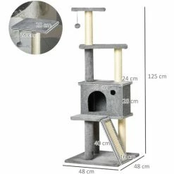 PawHut Arbre à Chat Centre D'activités Multi-équipé Griffoirs Grattoir Jeu Boule Suspendue Niche Housse Amovible Plateformes Gris 4 PawHut Arbre à Chat Centre D'activités Multi-équipé Griffoirs Grattoir Jeu Boule Suspendue Niche Housse Amovible Plateformes Gris -PawHut Soldes Boutique 44807842 3