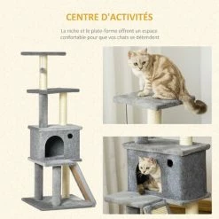 PawHut Arbre à Chat Centre D'activités Multi-équipé Griffoirs Grattoir Jeu Boule Suspendue Niche Housse Amovible Plateformes Gris 6 PawHut Arbre à Chat Centre D'activités Multi-équipé Griffoirs Grattoir Jeu Boule Suspendue Niche Housse Amovible Plateformes Gris -PawHut Soldes Boutique 44807842 5