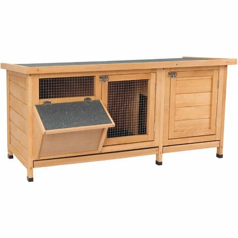 PawHut Clapier sur pieds - cage à lapin - 2 plateaux coulissants à excrément, 2 portes verrouillables, toit bitumé ouvrant, râtelier à foin - bois sapin pré-huilé - Orange PawHut Clapier Sur Pieds - Cage à Lapin - 2 Plateaux Coulissants à Excrément, 2 Portes Verrouillables, Toit Bitumé Ouvrant, Râtelier à Foin - Bois Sapin Pré-huilé - Orange -PawHut Soldes Boutique 45628588 1