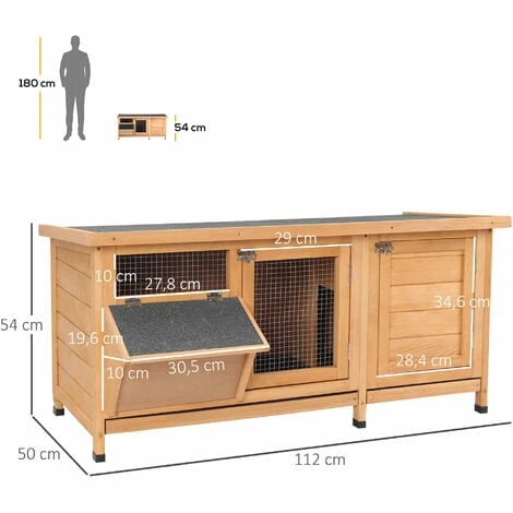 PawHut Clapier sur pieds - cage à lapin - 2 plateaux coulissants à excrément, 2 portes verrouillables, toit bitumé ouvrant, râtelier à foin - bois sapin pré-huilé - Orange PawHut Clapier Sur Pieds - Cage à Lapin - 2 Plateaux Coulissants à Excrément, 2 Portes Verrouillables, Toit Bitumé Ouvrant, Râtelier à Foin - Bois Sapin Pré-huilé - Orange -PawHut Soldes Boutique 45628588 3
