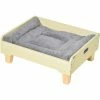 PawHut Canapé Panier Design Chien Chat Dim. 65L X 53l X 25H Cm Piètement Bois De Pin Coussin Gris Peluche Douce Inclus MDF Aspect Bois Clair - Beige -PawHut Soldes Boutique 45847823 1