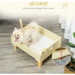 PawHut Canapé Panier Design Chien Chat Dim. 65L X 53l X 25H Cm Piètement Bois De Pin Coussin Gris Peluche Douce Inclus MDF Aspect Bois Clair - Beige -PawHut Soldes Boutique 45847823 5
