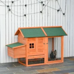 PawHut Poulailler Cottage Cage à Poules Sur Pied Dim. 170L X 81l X 110H Cm Multi-équipement Bois Sapin Lasuré - Orange -PawHut Soldes Boutique 46360318 2