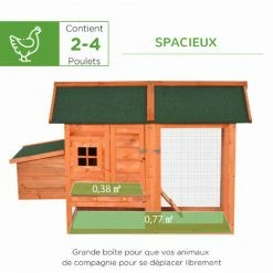 PawHut Poulailler Cottage Cage à Poules Sur Pied Dim. 170L X 81l X 110H Cm Multi-équipement Bois Sapin Lasuré - Orange -PawHut Soldes Boutique 46360318 5
