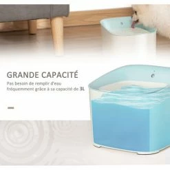 PawHut Fontaine à Eau Chat Chien 3 L - Fontaine à Eau Silencieuse - 3 Modes, Capteur Infrarouge, Filtre, Piètement Antidérapant - ABS Bleu Blanc - Blanc -PawHut Soldes Boutique 46699004 4
