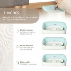 PawHut Fontaine à Eau Chat Chien 3 L - Fontaine à Eau Silencieuse - 3 Modes, Capteur Infrarouge, Filtre, Piètement Antidérapant - ABS Bleu Blanc - Blanc -PawHut Soldes Boutique 46699004 5