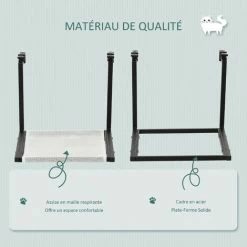 PawHut Arbre à Chat Mural Design - étagère Murale Pour Chat - Hamac Radiateur Chat - Armature Avec Fixation Réglable - Acier Noir PVC Polyester Crème - Crème -PawHut Soldes Boutique 46699012 4