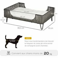 PawHut Canapé Chien Chat Style Cosy Chic Avec Coussin Aspect Fourrure Blanc - Pieds Acier En épingles - Dim. 84,5L X 55l X 28,5H Cm - Résine Tressée Grise - Gris 4 PawHut Canapé Chien Chat Style Cosy Chic Avec Coussin Aspect Fourrure Blanc - Pieds Acier En épingles - Dim. 84,5L X 55l X 28,5H Cm - Résine Tressée Grise - Gris -PawHut Soldes Boutique 47140944 3