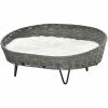 PawHut Canapé Chien Chat Style Cosy Chic Avec Coussin Aspect Fourrure Blanc - Pieds Acier En épingles - Dim. 76L X 59l X 32H Cm - Résine Tressée Grise - Gris -PawHut Soldes Boutique 47140948 1