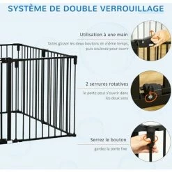 PawHut Barrière De Sécurité - Parc Enclos Chien Modulable Pliable - Porte Verrouillable - 8 Panneaux Acier Et PP - Dim. 482,5L Max. X 76H Cm Noir - Noir -PawHut Soldes Boutique 47140976 4