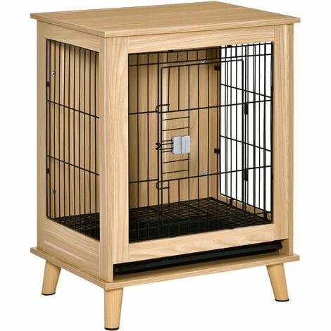 PawHut Cage pour chien sur pied style scandinave - dim. 64L x 48l x 83H cm - porte verrouillable, plateau déjection coulissant - acier noir panneaux particules aspect bois clair - Beige PawHut Cage Pour Chien Sur Pied Style Scandinave - Dim. 64L X 48l X 83H Cm - Porte Verrouillable, Plateau Déjection Coulissant - Acier Noir Panneaux Particules Aspect Bois Clair - Beige -PawHut Soldes Boutique 47489055 1