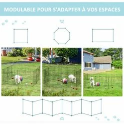 PawHut Parc Enclos Modulable Pour Chien Animaux Porte Verrouillable 8 Panneaux Dim. Panneau 61L X 61H Cm Métal Noir - Noir -PawHut Soldes Boutique 47489066 4