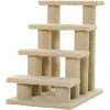 PawHut Escalier Pour Chat - Escalier Pour Chien - 4 Marches - Revêtement Flanelle Grande Douceur Haute Densité - Structure Panneaux Particules - Beige - Beige -PawHut Soldes Boutique 47489071 1