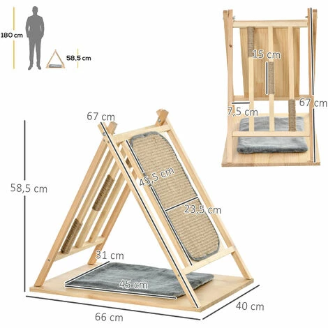 PawHut Arbre à chat tipi - teepee chat - coussin grande douceur gris, grattoir, griffoirs jute naturelle inclus - structure bois de pin - Beige PawHut Arbre à Chat Tipi - Teepee Chat - Coussin Grande Douceur Gris, Grattoir, Griffoirs Jute Naturelle Inclus - Structure Bois De Pin - Beige -PawHut Soldes Boutique 47489079 3
