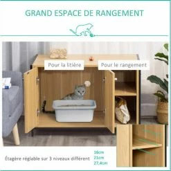 PawHut Maison De Toilette Pour Chat 2 Portes Avec Entrée Latérale 2 Niches Plateau Châssis Acier Panneaux Particules Aspect Bois Clair - Beige 5 PawHut Maison De Toilette Pour Chat 2 Portes Avec Entrée Latérale 2 Niches Plateau Châssis Acier Panneaux Particules Aspect Bois Clair - Beige -PawHut Soldes Boutique 47489082 4