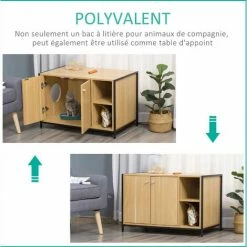 PawHut Maison De Toilette Pour Chat 2 Portes Avec Entrée Latérale 2 Niches Plateau Châssis Acier Panneaux Particules Aspect Bois Clair - Beige 6 PawHut Maison De Toilette Pour Chat 2 Portes Avec Entrée Latérale 2 Niches Plateau Châssis Acier Panneaux Particules Aspect Bois Clair - Beige -PawHut Soldes Boutique 47489082 5