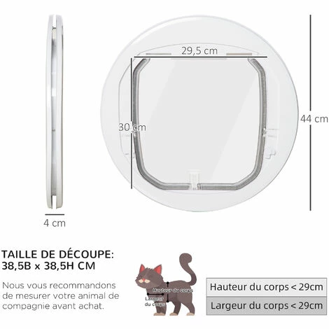 PawHut Chatière chat chien pour porte, fenêtre et porte vitrée - 4 modes de verrouillage - joint brosse isolant et porte magnétique - polycarbonate blanc PawHut Chatière Chat Chien Pour Porte, Fenêtre Et Porte Vitrée - 4 Modes De Verrouillage - Joint Brosse Isolant Et Porte Magnétique - Polycarbonate Blanc -PawHut Soldes Boutique 48140032 3