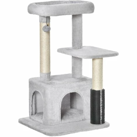 PawHut Arbre à chat griffoirs sisal naturel et massant grande niche plateforme panier jeu boule suspendue peluche gris PawHut Arbre à Chat Griffoirs Sisal Naturel Et Massant Grande Niche Plateforme Panier Jeu Boule Suspendue Peluche Gris -PawHut Soldes Boutique 48441525 1