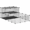 PawHut Cage Parc Enclos Rongeurs Modulable Dim. L 175 X L 105 X H 70 Cm 2 Niveaux 2 Portes Rampe Résine PP Fil Métallique Noir - Noir -PawHut Soldes Boutique 48441543 1