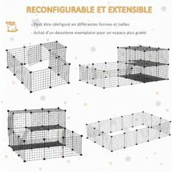 PawHut Cage Parc Enclos Rongeurs Modulable Dim. L 175 X L 105 X H 70 Cm 2 Niveaux 2 Portes Rampe Résine PP Fil Métallique Noir - Noir 5 PawHut Cage Parc Enclos Rongeurs Modulable Dim. L 175 X L 105 X H 70 Cm 2 Niveaux 2 Portes Rampe Résine PP Fil Métallique Noir - Noir -PawHut Soldes Boutique 48441543 4