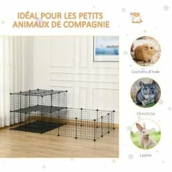 PawHut Cage Parc Enclos Rongeurs Modulable Dim. L 175 X L 105 X H 70 Cm 2 Niveaux 2 Portes Rampe Résine PP Fil Métallique Noir - Noir 6 PawHut Cage Parc Enclos Rongeurs Modulable Dim. L 175 X L 105 X H 70 Cm 2 Niveaux 2 Portes Rampe Résine PP Fil Métallique Noir - Noir -PawHut Soldes Boutique 48441543 5
