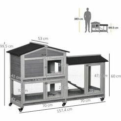 PawHut Clapier Sur Roulettes Cage à Lapins Rongeurs 2 Niveaux 3 Portes Verrouillables Tiroirs à Déjection Toit Intégral Bitumé 157L X 53l X 99H Cm Bois Sapin Gris - Gris 4 PawHut Clapier Sur Roulettes Cage à Lapins Rongeurs 2 Niveaux 3 Portes Verrouillables Tiroirs à Déjection Toit Intégral Bitumé 157L X 53l X 99H Cm Bois Sapin Gris - Gris -PawHut Soldes Boutique 48873319 3