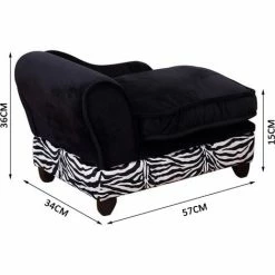 PawHut Méridienne Canapé Design Pour Chien Chat Avec Coffre De Rangement Sur Pied 57 X 34 X 36 Cm Noir Zébré - Noir -PawHut Soldes Boutique 4905022 3