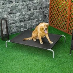 PawHut Lit Pour Chien Chat XXL Grand Confort Sur Pied Dim. 130L X 90l X 20H Cm Métal époxy Textilène Micro-perforé Noir -PawHut Soldes Boutique 50909198 4