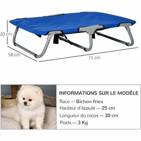 PawHut Lit sur pieds lit de camp grand confort pliable pour chien chat 71L x 58l x 20H cm acier tissu oxford 600D bleu - Bleu PawHut Lit Sur Pieds Lit De Camp Grand Confort Pliable Pour Chien Chat 71L X 58l X 20H Cm Acier Tissu Oxford 600D Bleu - Bleu -PawHut Soldes Boutique 50909199 3