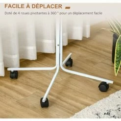 PawHut Perchoir Sur Pied Pour Perroquets, Grandes Perruches - 4 Roulettes - 2 Mangeoires Et Plateau Inox, Perchoir - Métal Blanc -PawHut Soldes Boutique 50909205 5