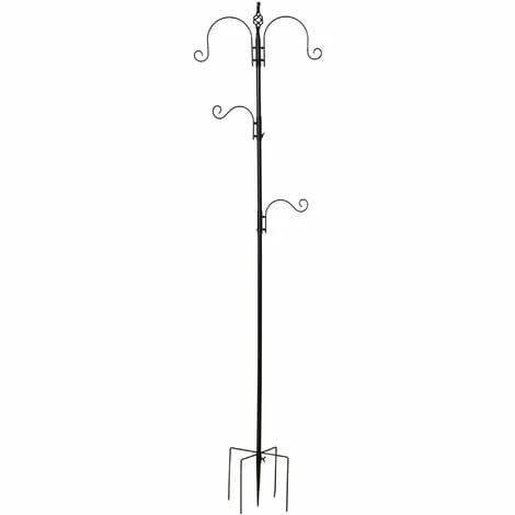 PawHut Mangeoire à oiseaux H.2,08 m style rustique chic 4 crochets 2 réglables 4 piquets d'ancrage au sol acier époxy aspect fer forgé - Noir PawHut Mangeoire à Oiseaux H.2,08 M Style Rustique Chic 4 Crochets 2 Réglables 4 Piquets D'ancrage Au Sol Acier époxy Aspect Fer Forgé - Noir -PawHut Soldes Boutique 50909208 1