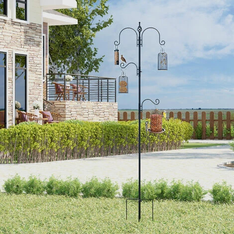 PawHut Mangeoire à oiseaux H.2,08 m style rustique chic 4 crochets 2 réglables 4 piquets d'ancrage au sol acier époxy aspect fer forgé - Noir PawHut Mangeoire à Oiseaux H.2,08 M Style Rustique Chic 4 Crochets 2 Réglables 4 Piquets D'ancrage Au Sol Acier époxy Aspect Fer Forgé - Noir -PawHut Soldes Boutique 50909208 2