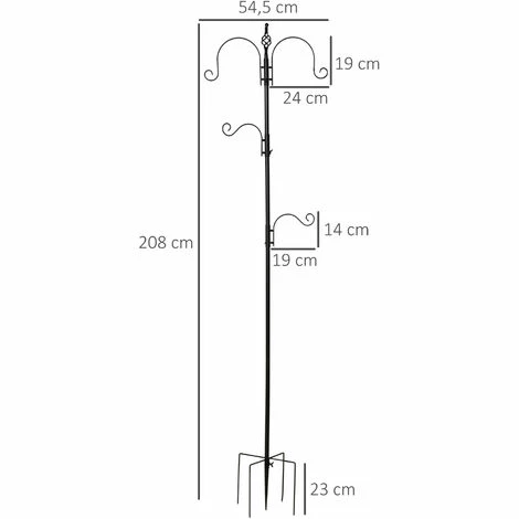 PawHut Mangeoire à oiseaux H.2,08 m style rustique chic 4 crochets 2 réglables 4 piquets d'ancrage au sol acier époxy aspect fer forgé - Noir PawHut Mangeoire à Oiseaux H.2,08 M Style Rustique Chic 4 Crochets 2 Réglables 4 Piquets D'ancrage Au Sol Acier époxy Aspect Fer Forgé - Noir -PawHut Soldes Boutique 50909208 3