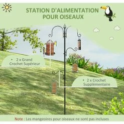 PawHut Mangeoire à Oiseaux H.2,08 M Style Rustique Chic 4 Crochets 2 Réglables 4 Piquets D'ancrage Au Sol Acier époxy Aspect Fer Forgé - Noir 5 PawHut Mangeoire à Oiseaux H.2,08 M Style Rustique Chic 4 Crochets 2 Réglables 4 Piquets D'ancrage Au Sol Acier époxy Aspect Fer Forgé - Noir -PawHut Soldes Boutique 50909208 4