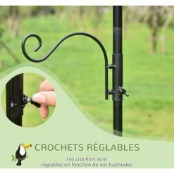 PawHut Mangeoire à Oiseaux H.2,08 M Style Rustique Chic 4 Crochets 2 Réglables 4 Piquets D'ancrage Au Sol Acier époxy Aspect Fer Forgé - Noir 6 PawHut Mangeoire à Oiseaux H.2,08 M Style Rustique Chic 4 Crochets 2 Réglables 4 Piquets D'ancrage Au Sol Acier époxy Aspect Fer Forgé - Noir -PawHut Soldes Boutique 50909208 5