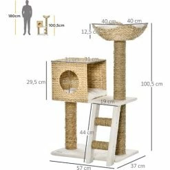 PawHut Arbre à Chat Style Cosy Chic Griffoirs Quenouille échelle Niche Panier 2 Coussins Inclus Peluche Courte Polyester Haute Densité Crème Beige 4 PawHut Arbre à Chat Style Cosy Chic Griffoirs Quenouille échelle Niche Panier 2 Coussins Inclus Peluche Courte Polyester Haute Densité Crème Beige -PawHut Soldes Boutique 50909210 3