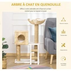 PawHut Arbre à Chat Style Cosy Chic Griffoirs Quenouille échelle Niche Panier 2 Coussins Inclus Peluche Courte Polyester Haute Densité Crème Beige 5 PawHut Arbre à Chat Style Cosy Chic Griffoirs Quenouille échelle Niche Panier 2 Coussins Inclus Peluche Courte Polyester Haute Densité Crème Beige -PawHut Soldes Boutique 50909210 4