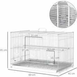 PawHut Cage à Oiseaux Motif Papillons - 3 Portes, 2 Perchoirs, 2 Mangeoires, Plateau Excrément Amovible, Poignée Transport - Acier PP Blanc - Blanc 4 PawHut Cage à Oiseaux Motif Papillons - 3 Portes, 2 Perchoirs, 2 Mangeoires, Plateau Excrément Amovible, Poignée Transport - Acier PP Blanc - Blanc -PawHut Soldes Boutique 50909212 3