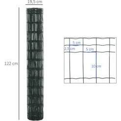 PawHut Grillage Rouleau Soudé - Grillage à Poule - Maille 5L X 10H Cm - Hauteur 1,22 M - Longueur 10 M - Acier Revêtement PVC Vert 2 PawHut Grillage Rouleau Soudé - Grillage à Poule - Maille 5L X 10H Cm - Hauteur 1,22 M - Longueur 10 M - Acier Revêtement PVC Vert -PawHut Soldes Boutique 51254847 3